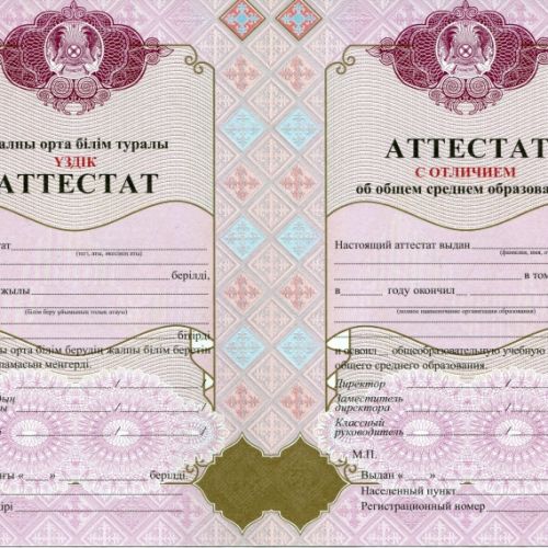 Аттестат Казахстан 11 классов